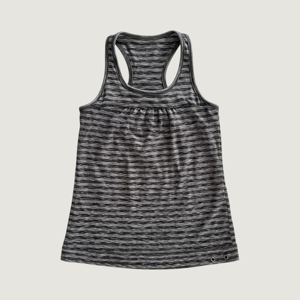 Athleta Space Dye Racerback Tank Top Gray Black Built-in Shelf‎ Bra Women's XS
